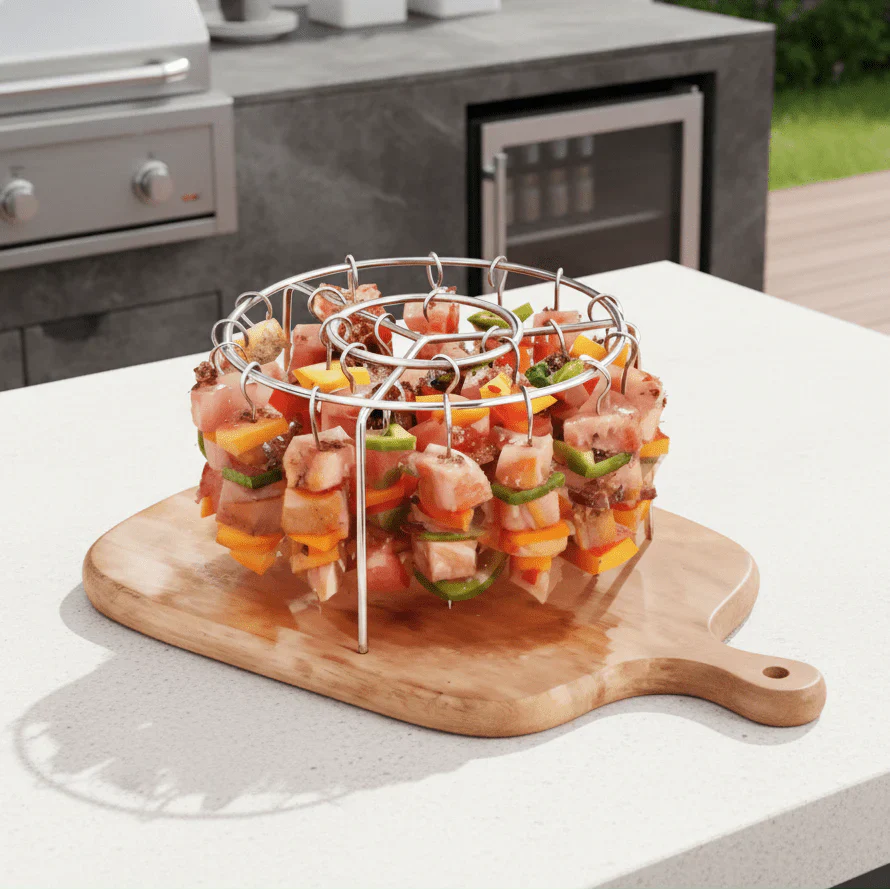 AIRSKEWER – Griglia in acciaio inossidabile per friggitrice ad aria con porta-spiedini