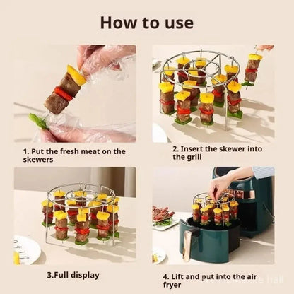 AIRSKEWER – Griglia in acciaio inossidabile per friggitrice ad aria con porta-spiedini