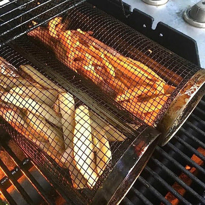 GRILLMASTER PRO - Cestello per barbecue rotante in acciaio inox per una cottura uniforme