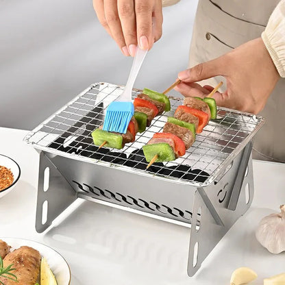 GRILLFOLD – Griglia a carbone portatile in acciaio inossidabile per uso all’aperto