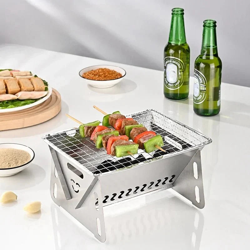 GRILLFOLD – Griglia a carbone portatile in acciaio inossidabile per uso all’aperto