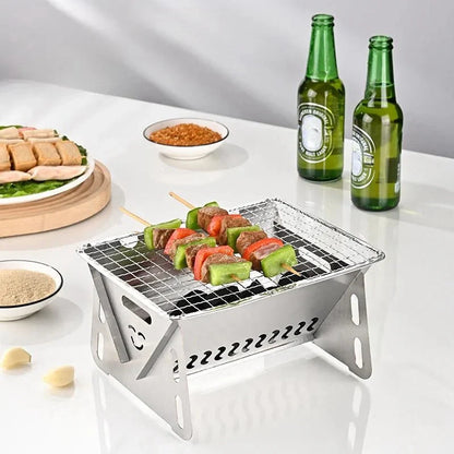 GRILLFOLD – Griglia a carbone portatile in acciaio inossidabile per uso all’aperto