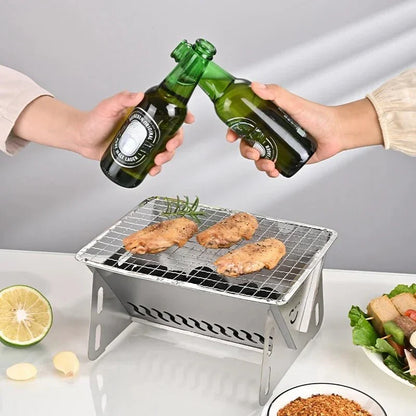 GRILLFOLD – Griglia a carbone portatile in acciaio inossidabile per uso all’aperto