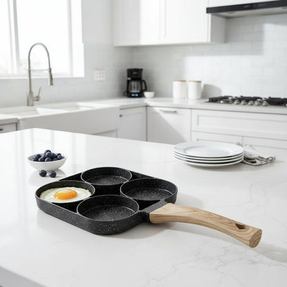 Padella antiaderente Culinara a 4 fori | Padella multiuso per uova e pancake | Alluminio resistente | Facile da pulire