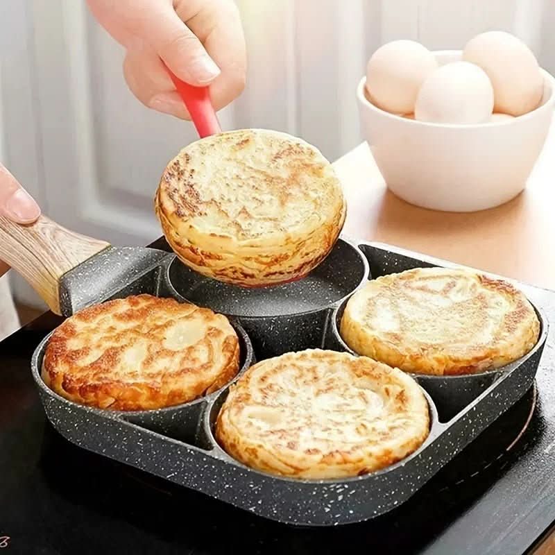 Padella antiaderente Culinara a 4 fori | Padella multiuso per uova e pancake | Alluminio resistente | Facile da pulire