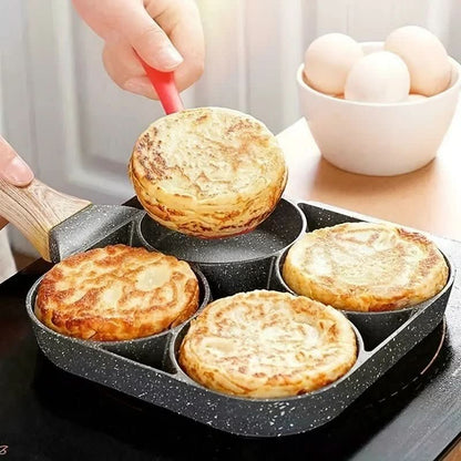 Padella antiaderente Culinara a 4 fori | Padella multiuso per uova e pancake | Alluminio resistente | Facile da pulire