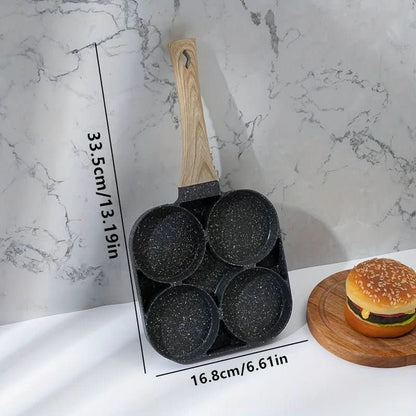 Padella antiaderente Culinara a 4 fori | Padella multiuso per uova e pancake | Alluminio resistente | Facile da pulire