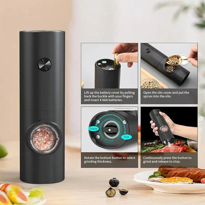 SPICE DUO – Set di macinapepe e sale elettrici con impostazione di macinatura regolabile