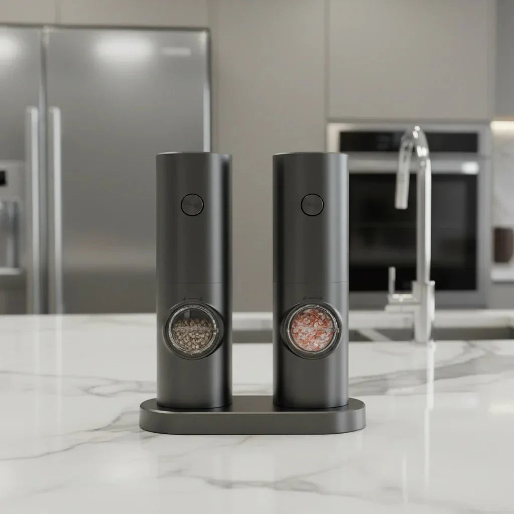 SPICE DUO – Set di macinapepe e sale elettrici con impostazione di macinatura regolabile