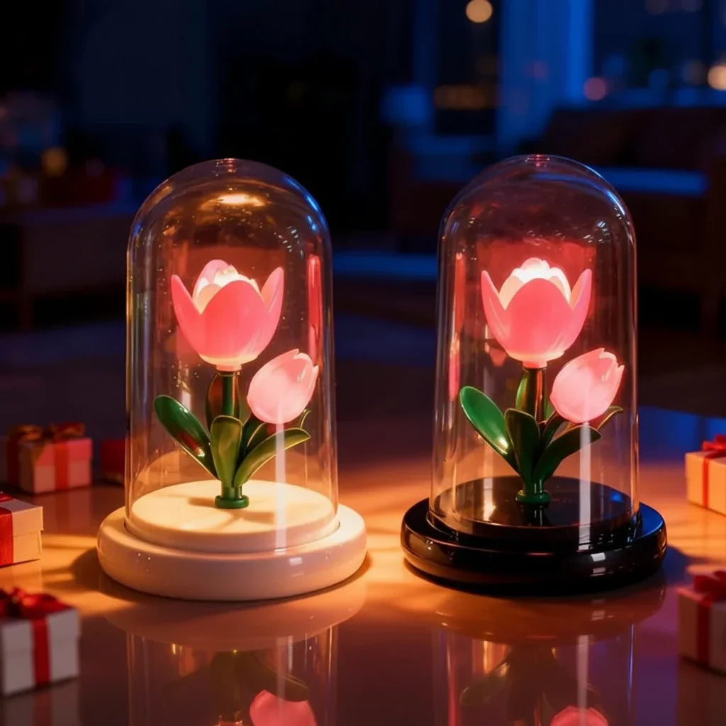 EVERBLOOM – Lampada LED a tulipano | Lampada da tavolo romantica per una decorazione elegante