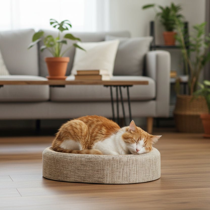 PURRLOOM – Letto ovale intrecciato in sisal per gatti, per graffi e riposo confortevole