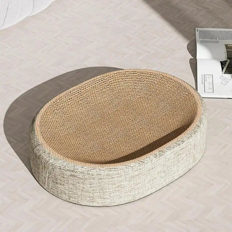PURRLOOM – Letto ovale intrecciato in sisal per gatti, per graffi e riposo confortevole