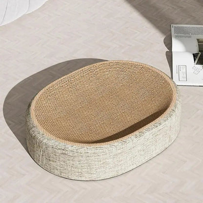 PURRLOOM – Letto ovale intrecciato in sisal per gatti, per graffi e riposo confortevole