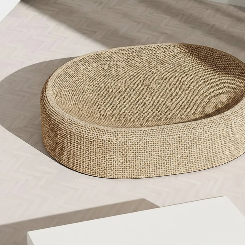 PURRLOOM – Letto ovale intrecciato in sisal per gatti, per graffi e riposo confortevole