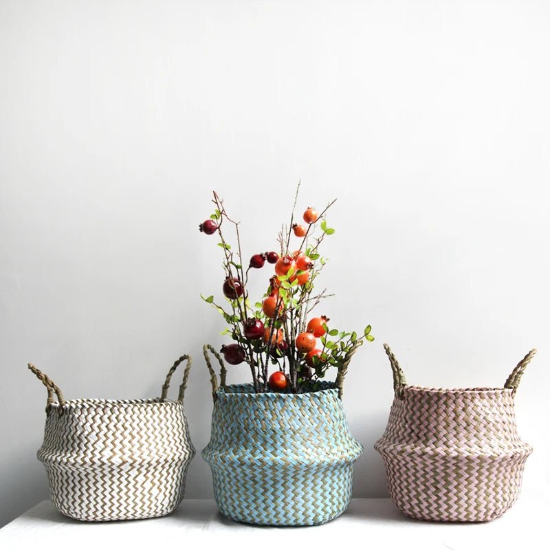 ZENWOVEN – Cestino di salice fatto a mano in stile boho, pieghevole per piante