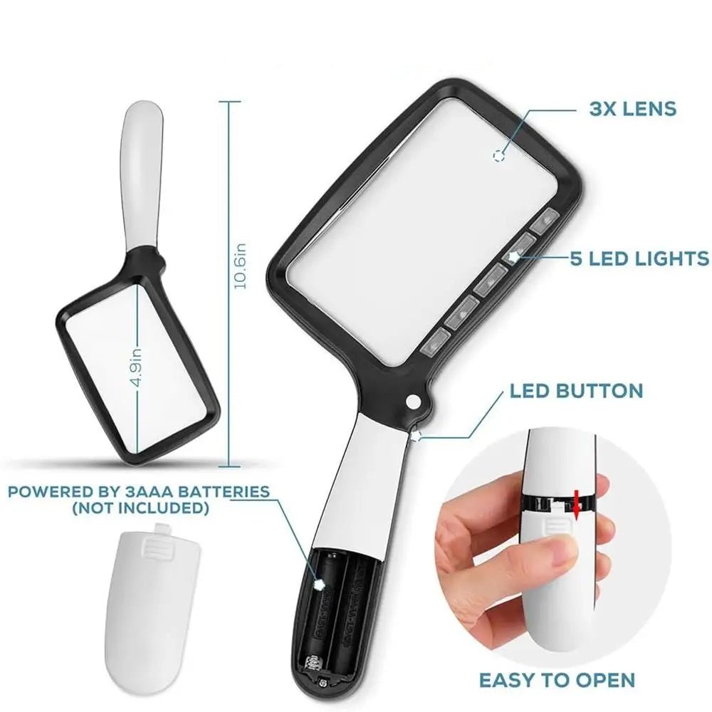 SICHTPLUS – Lente d'ingrandimento manuale con ingrandimento 3x e illuminazione a LED