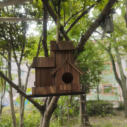 TIMBERROOST – Casetta per uccelli rustica in legno massiccio con più camere di nidificazione per uso esterno