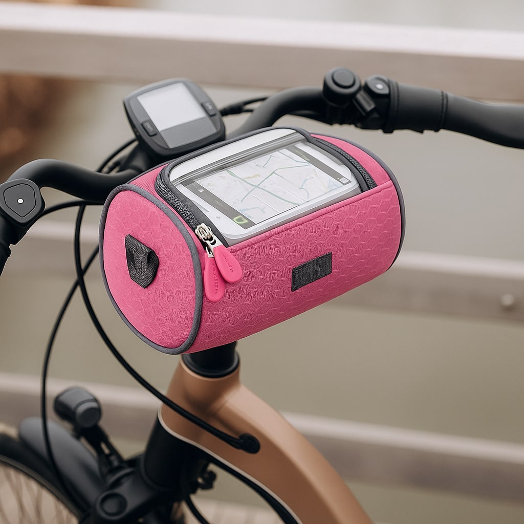 Borsa da manubrio per bicicletta RideShield in azione