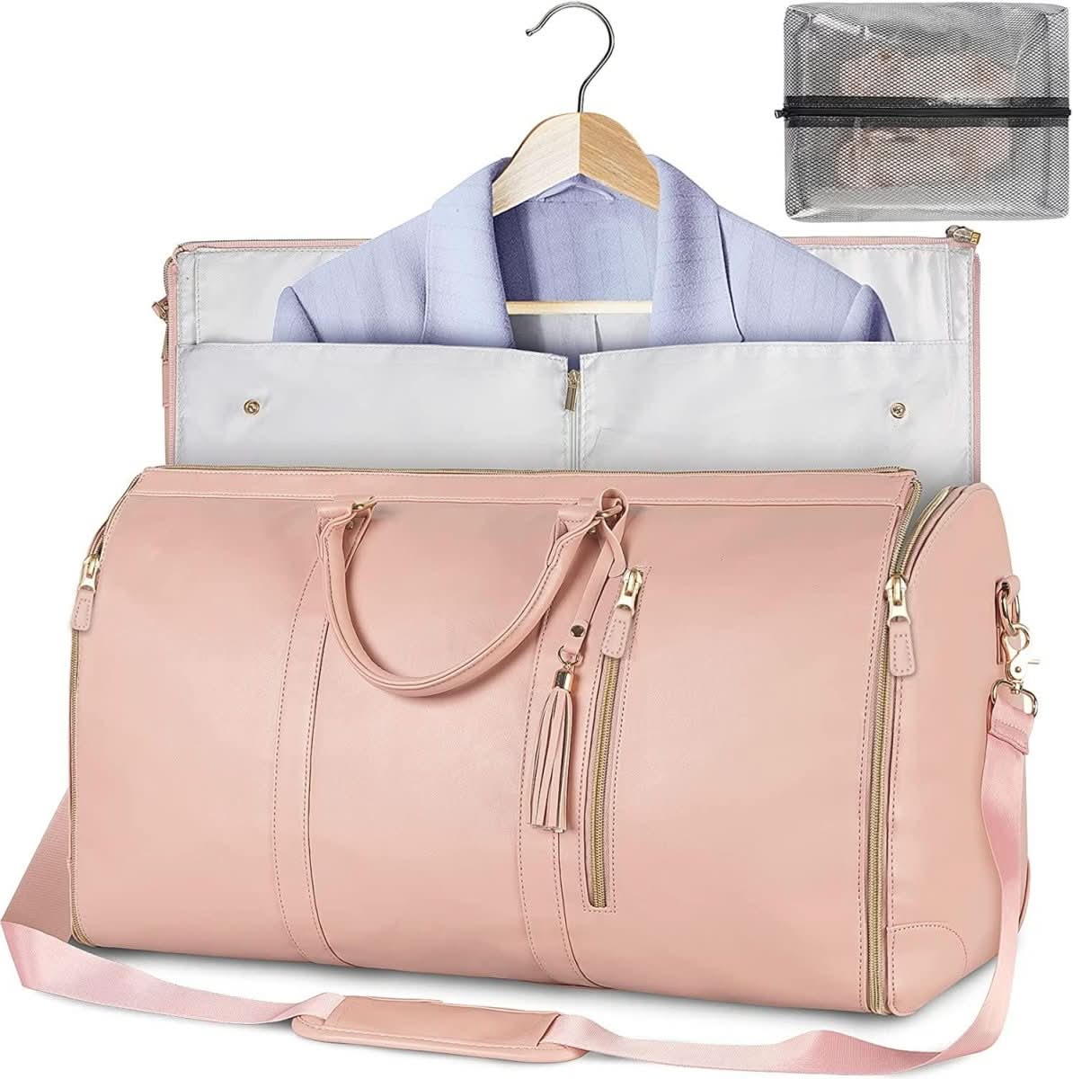 GARMENTGO Borsa da viaggio - Borsa per abiti pieghevole in pelle PU per viaggiare senza pieghe con stile