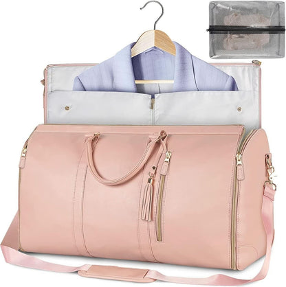 GARMENTGO Borsa da viaggio - Borsa per abiti pieghevole in pelle PU per viaggiare senza pieghe con stile