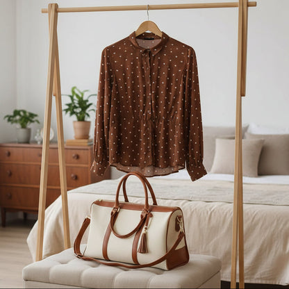 GARMENTGO Borsa da viaggio - Borsa per abiti pieghevole in pelle PU per viaggiare senza pieghe con stile