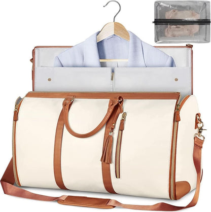 GARMENTGO Borsa da viaggio - Borsa per abiti pieghevole in pelle PU per viaggiare senza pieghe con stile