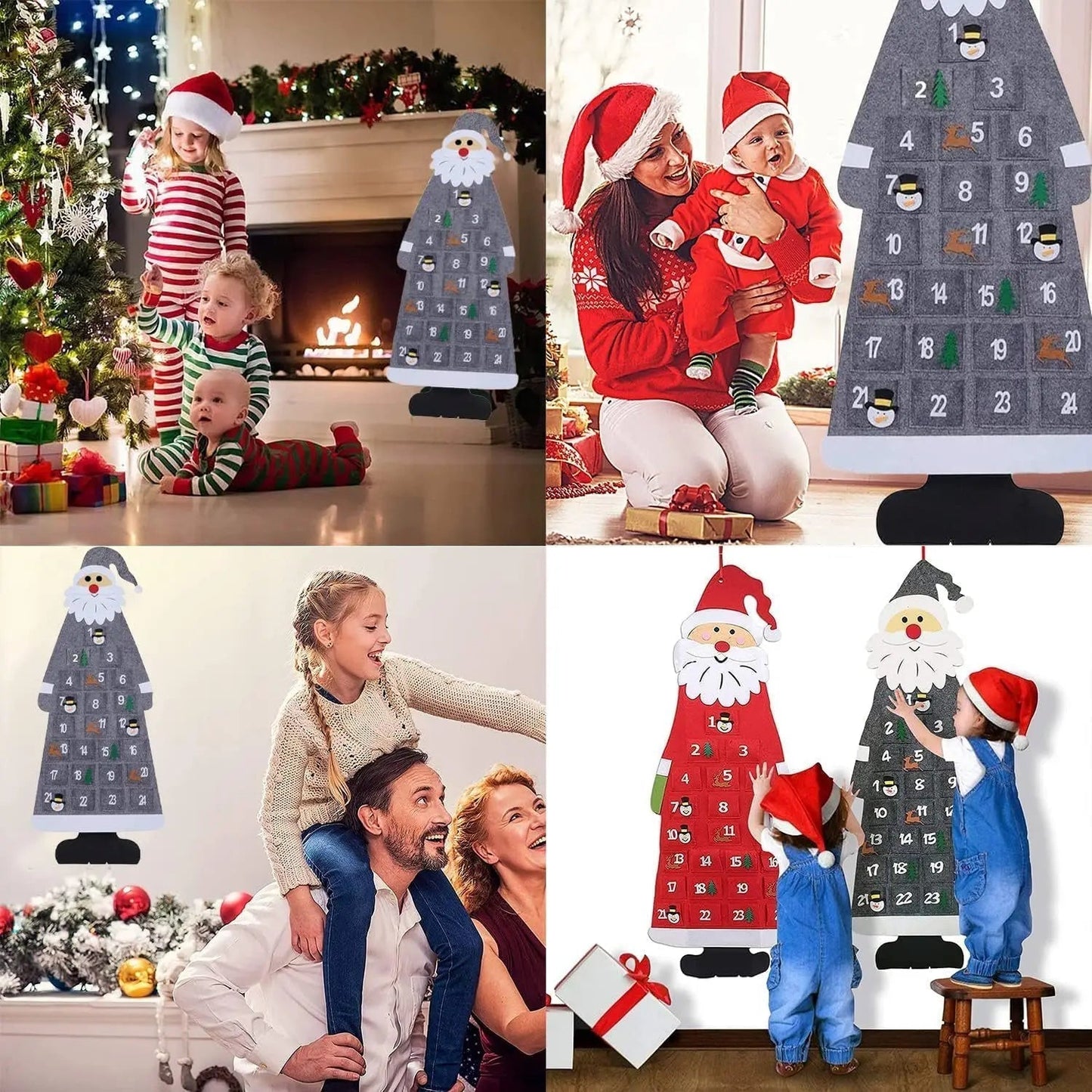 FelineFelt | Calendario dell'Avvento a forma di gatto con 24 mini sorprese di Babbo Natale