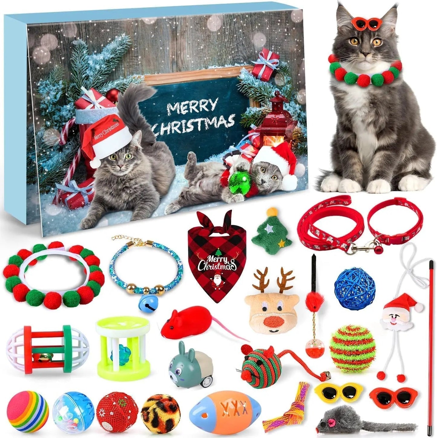 FelineFest | Calendario dell'Avvento interattivo per gatti con giocattoli e dolcetti coinvolgenti