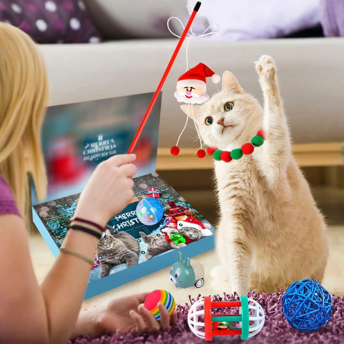 FelineFest | Calendario dell'Avvento interattivo per gatti con giocattoli e dolcetti coinvolgenti