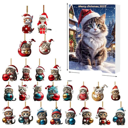 FelineFest | Set di ornamenti per gatti in acrilico resistente per decorazioni natalizie