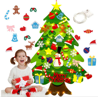 FeltJoy | Albero di Natale decorativo da parete con ornamenti in feltro appesi