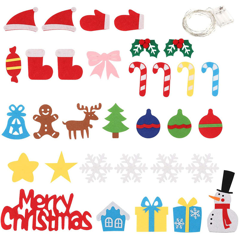 FeltJoy | Albero di Natale decorativo da parete con ornamenti in feltro appesi
