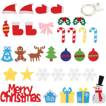 FeltJoy | Albero di Natale decorativo da parete con ornamenti in feltro appesi