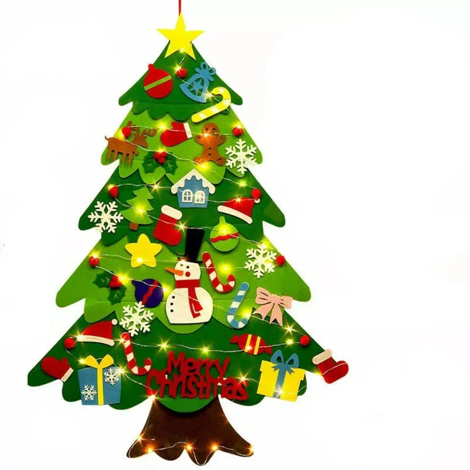FeltJoy | Albero di Natale decorativo da parete con ornamenti in feltro appesi