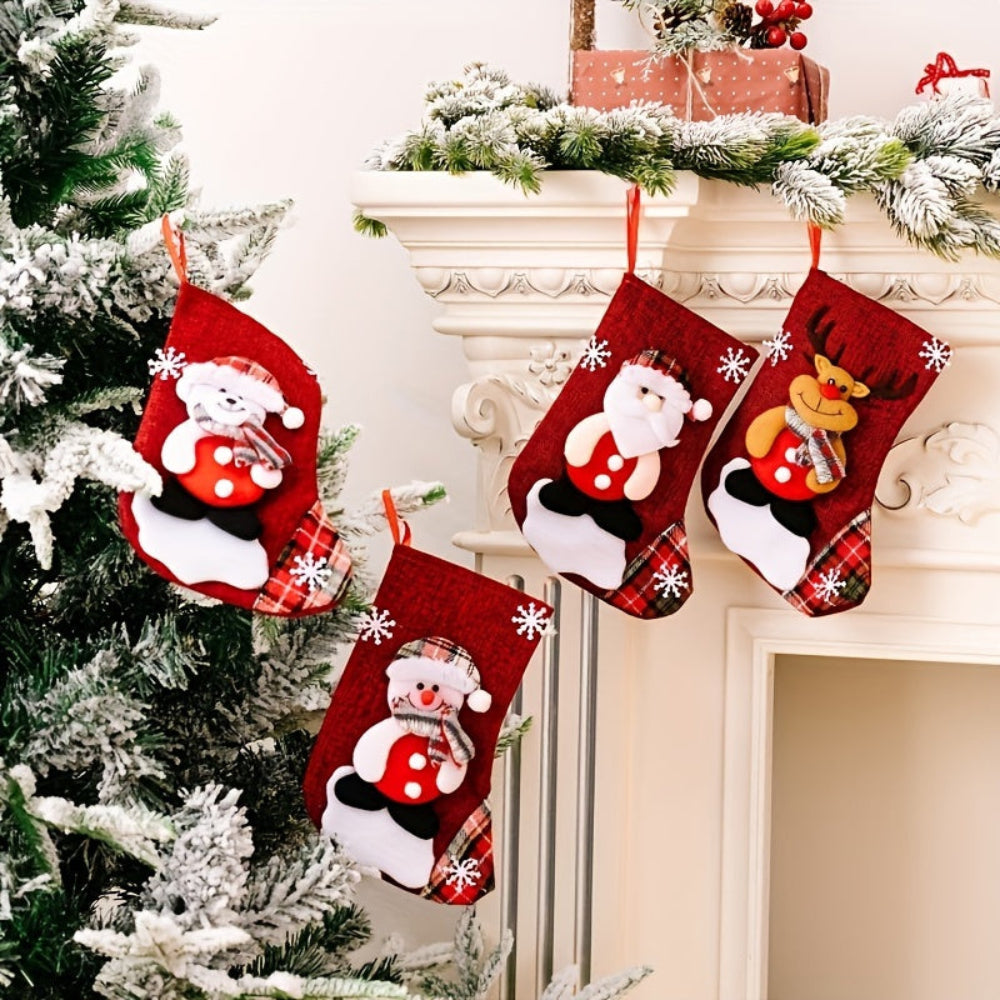 FestiveCharm | Set di calze di Natale rosse per decorazioni festive