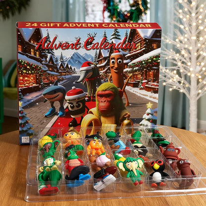 FestiveJoy | Calendario dell'Avvento in plastica per bambini con divertenti sorprese a forma di statuetta