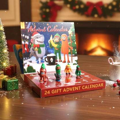 FestiveJoy | Calendario dell'Avvento in plastica per bambini con divertenti sorprese a forma di statuetta