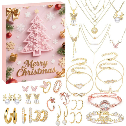 FestiviJoy | Calendario dell'Avvento colorato con 24 accessori natalizi unici