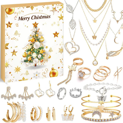 FestiviJoy | Calendario dell'Avvento colorato con 24 accessori natalizi unici