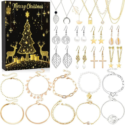 FestiviJoy | Calendario dell'Avvento colorato con 24 accessori natalizi unici