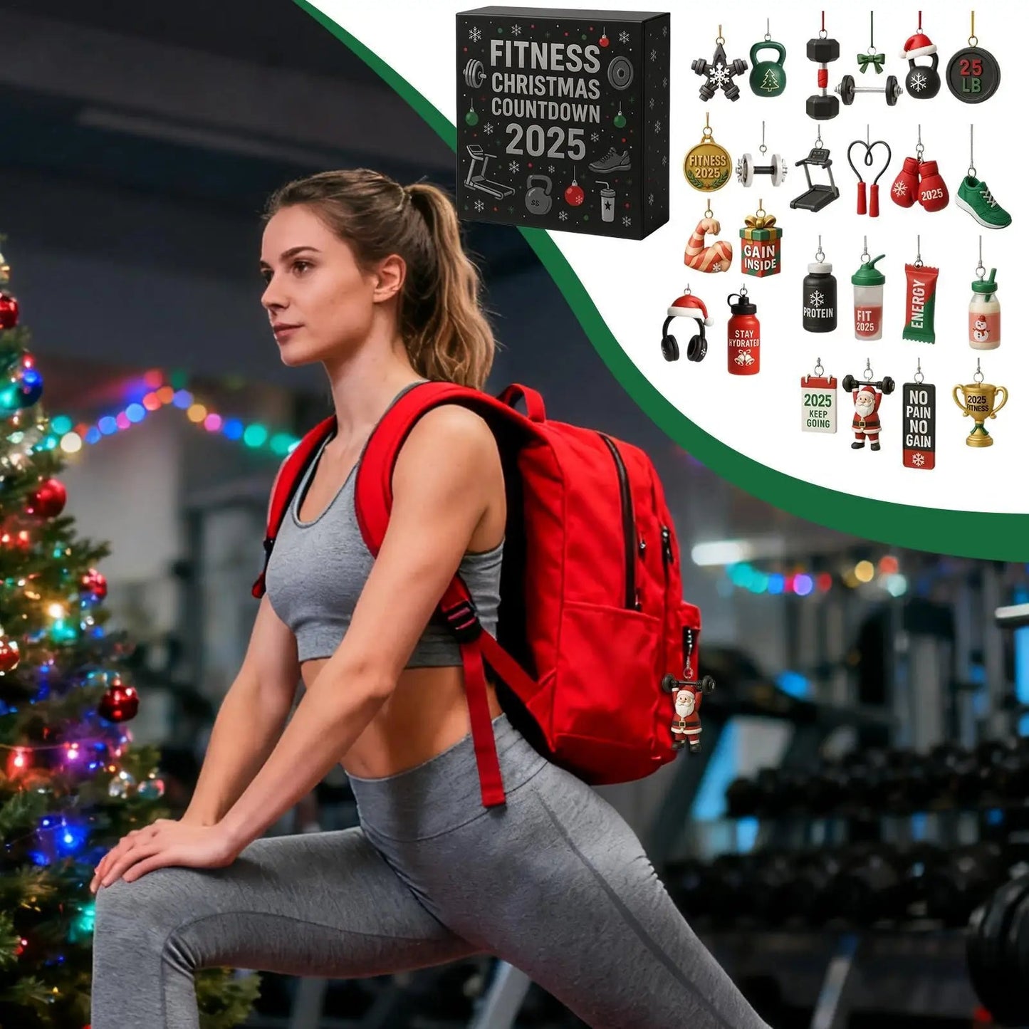 FitSpirit | Allegro calendario dell'Avvento in acrilico con conto alla rovescia per gli appassionati di fitness