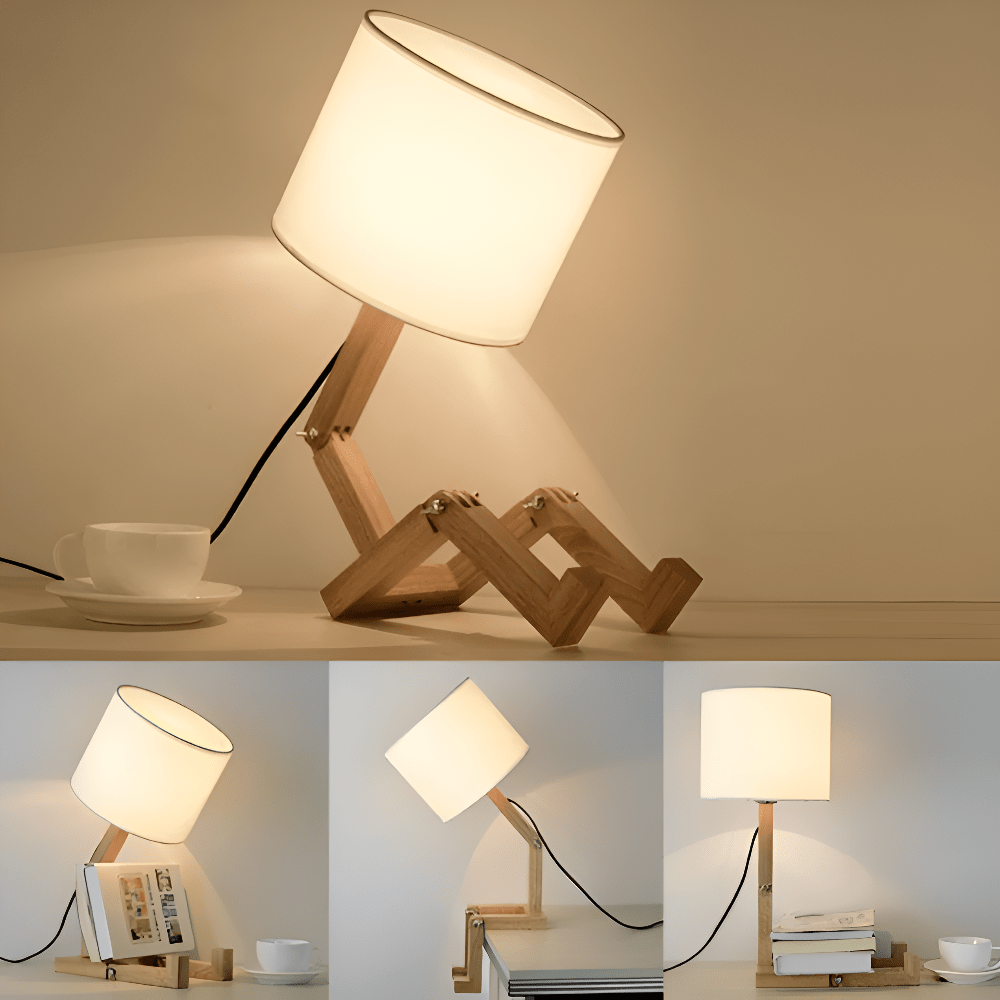 Lampada in legno flessibile - Lampada robotica regolabile per lettura e lavoro