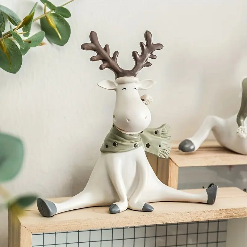 WINTERWALD - Figurina di renna fatta a mano con sciarpa per decorazione natalizia festosa