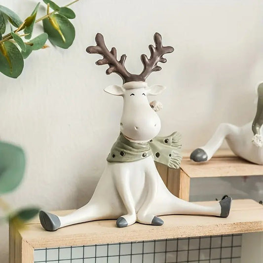 WINTERWALD - Figurina di renna fatta a mano con sciarpa per decorazione natalizia festosa