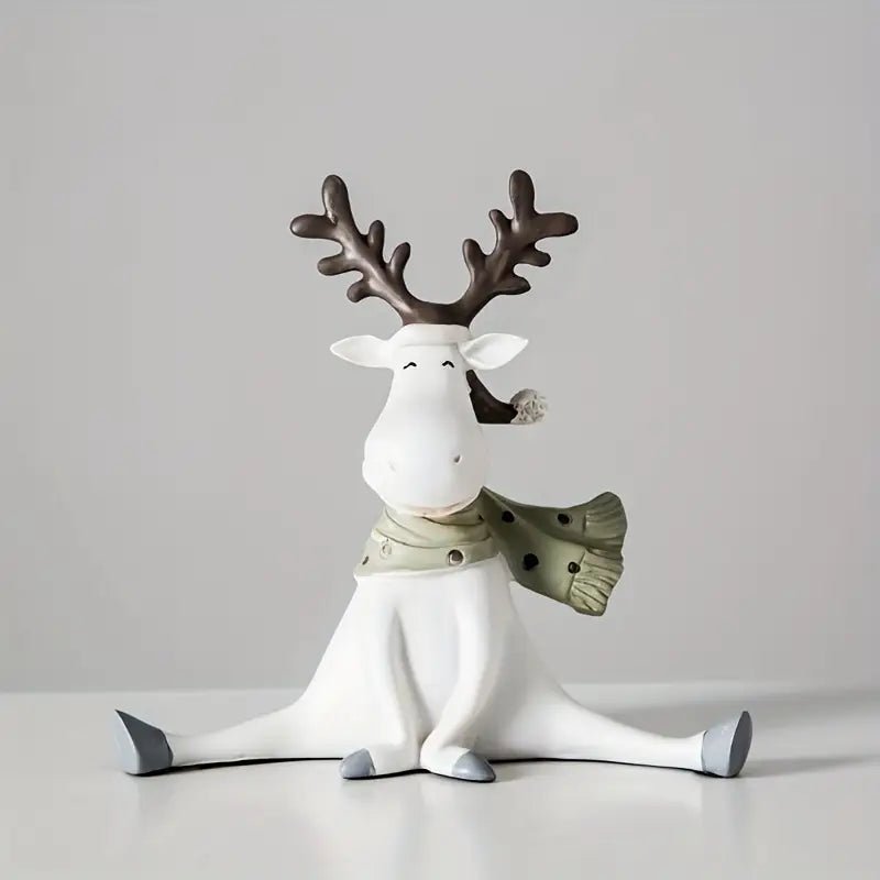 WINTERWALD - Figurina di renna fatta a mano con sciarpa per decorazione natalizia festosa