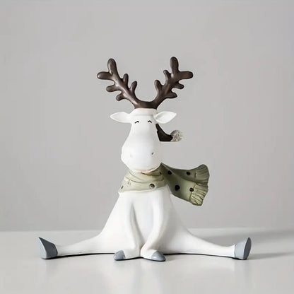WINTERWALD - Figurina di renna fatta a mano con sciarpa per decorazione natalizia festosa
