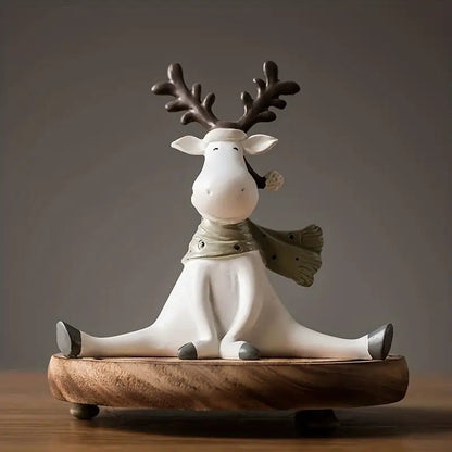 WINTERWALD - Figurina di renna fatta a mano con sciarpa per decorazione natalizia festosa