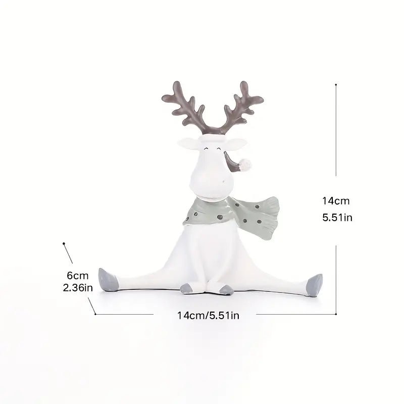 WINTERWALD - Figurina di renna fatta a mano con sciarpa per decorazione natalizia festosa