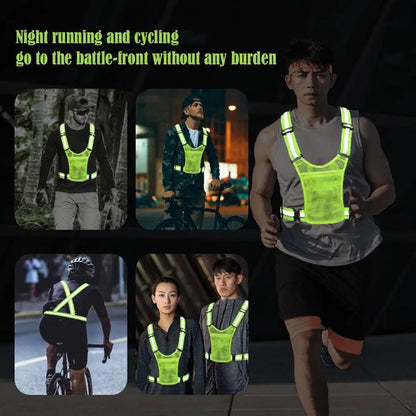 BEAMRUN – Gilet di sicurezza riflettente per corsa e ciclismo con una grande tasca per telefono cellulare e portafoglio