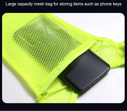 BEAMRUN – Gilet di sicurezza riflettente per corsa e ciclismo con una grande tasca per telefono cellulare e portafoglio